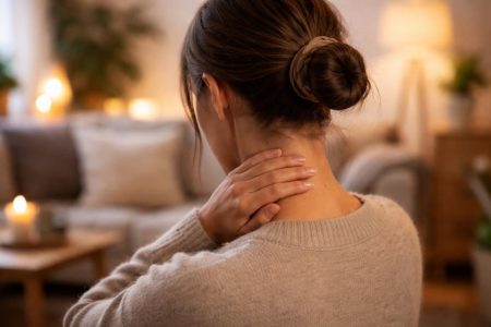 personne-dos-touchant-cou-salon-chaleureux