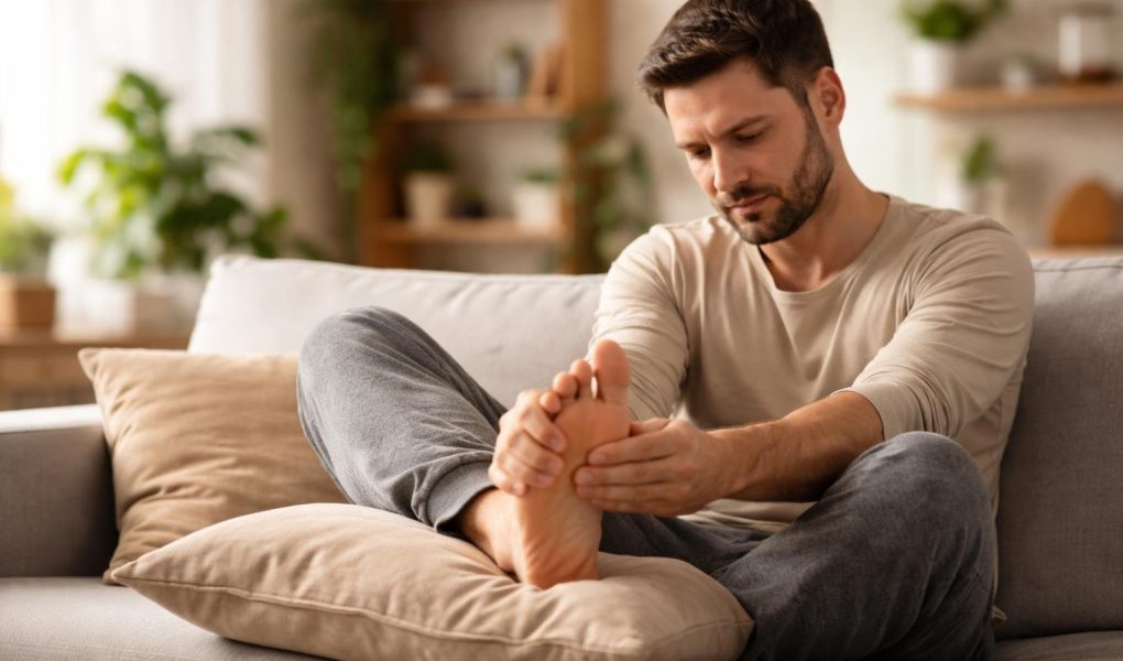 homme-canape-massage-pied-plantes