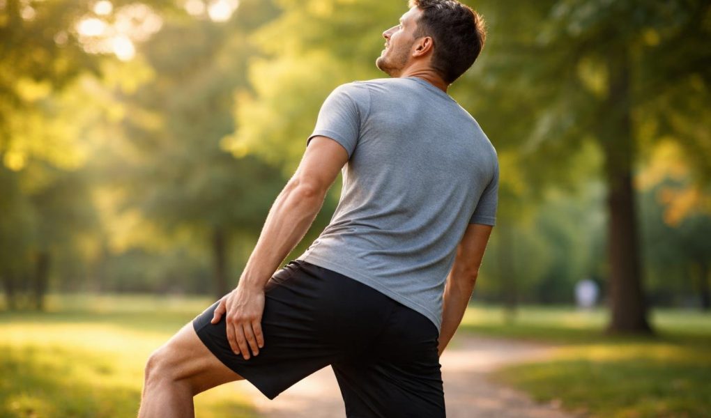 homme-sport-etirement-parc-verdoyant