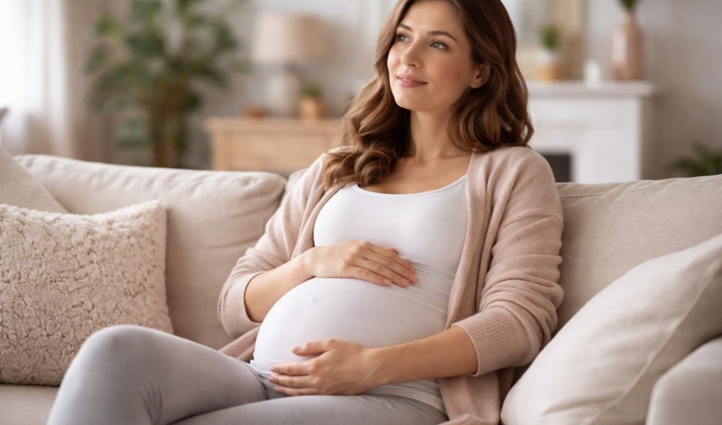 femme-enceinte-canape-interieur-doux