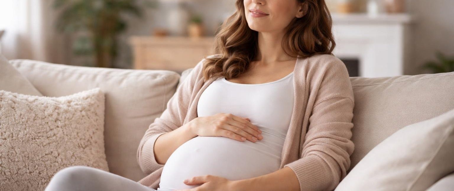 femme-enceinte-canape-interieur-doux